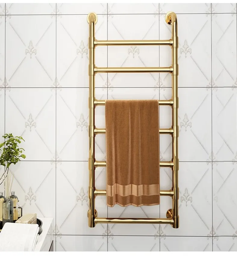 Electric  warm towel rails with gold color concealed wire