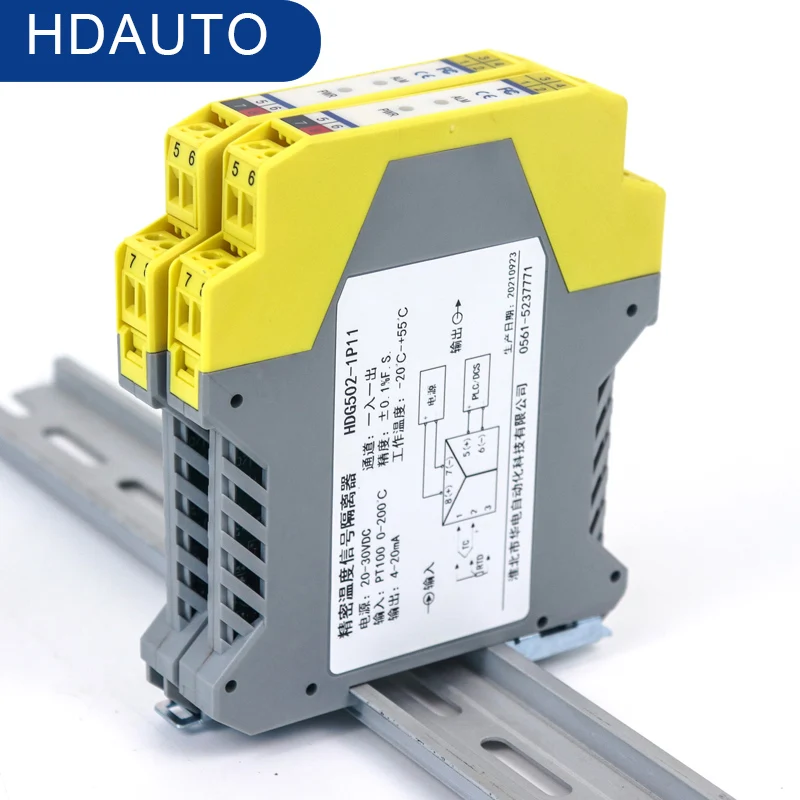 Przekaźnik temperatury na szynę din pt100 rozdzielacz sygnału izolator typu k termopara na analogowe napięcie 4-20ma 010v