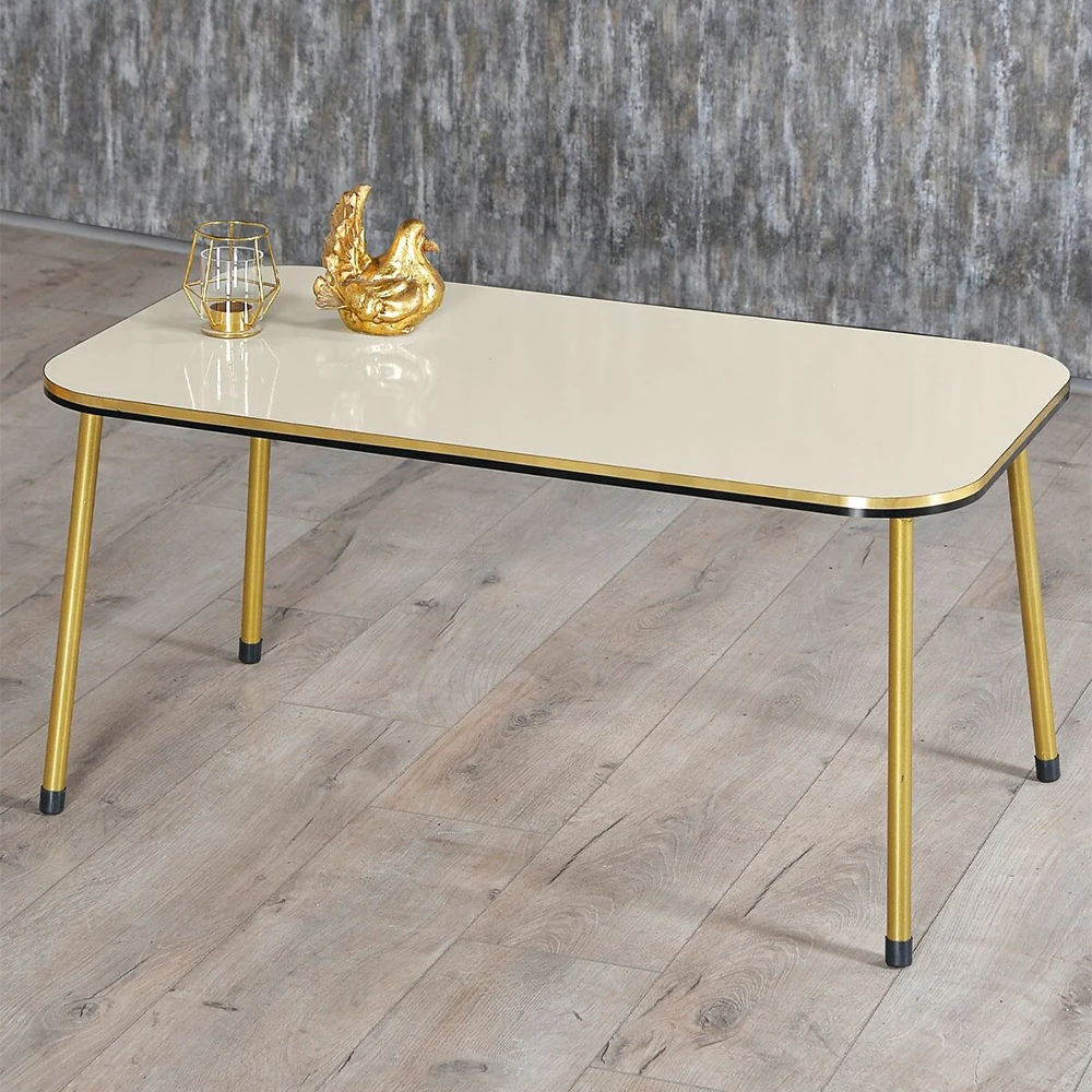 Modern Center Table Metal Gold Leg Assembled Center Table Tea Coffee Service Table Rectangle Living Room Table - Colour Options