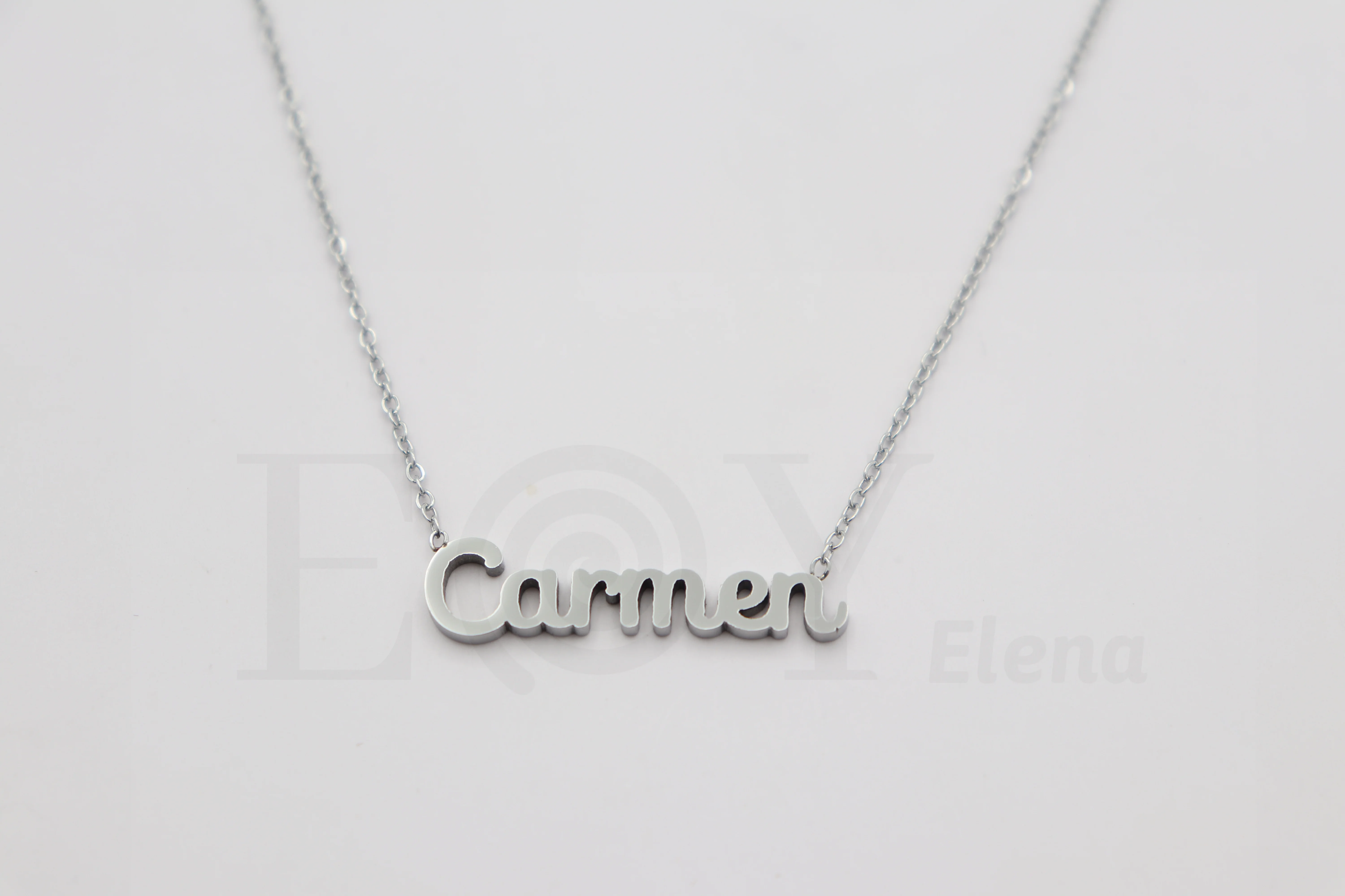 Collar De Acero Inox Con Nombre De Carmen Color Plata Alta Calidad Envió Desde España