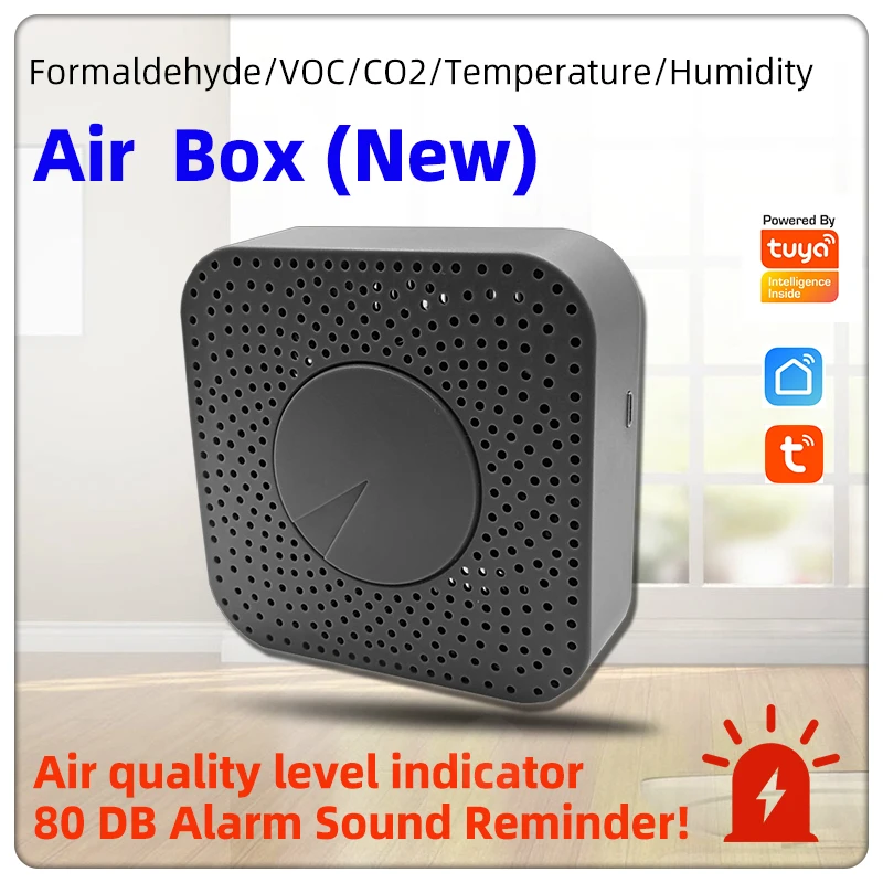 Tuya ZIGBEE-Detector inteligente de dióxido de carbono, caja de aire con Control por aplicación, Sensor de Gas CO2, formaldehído, VOC, temperatura y humedad, WIFI