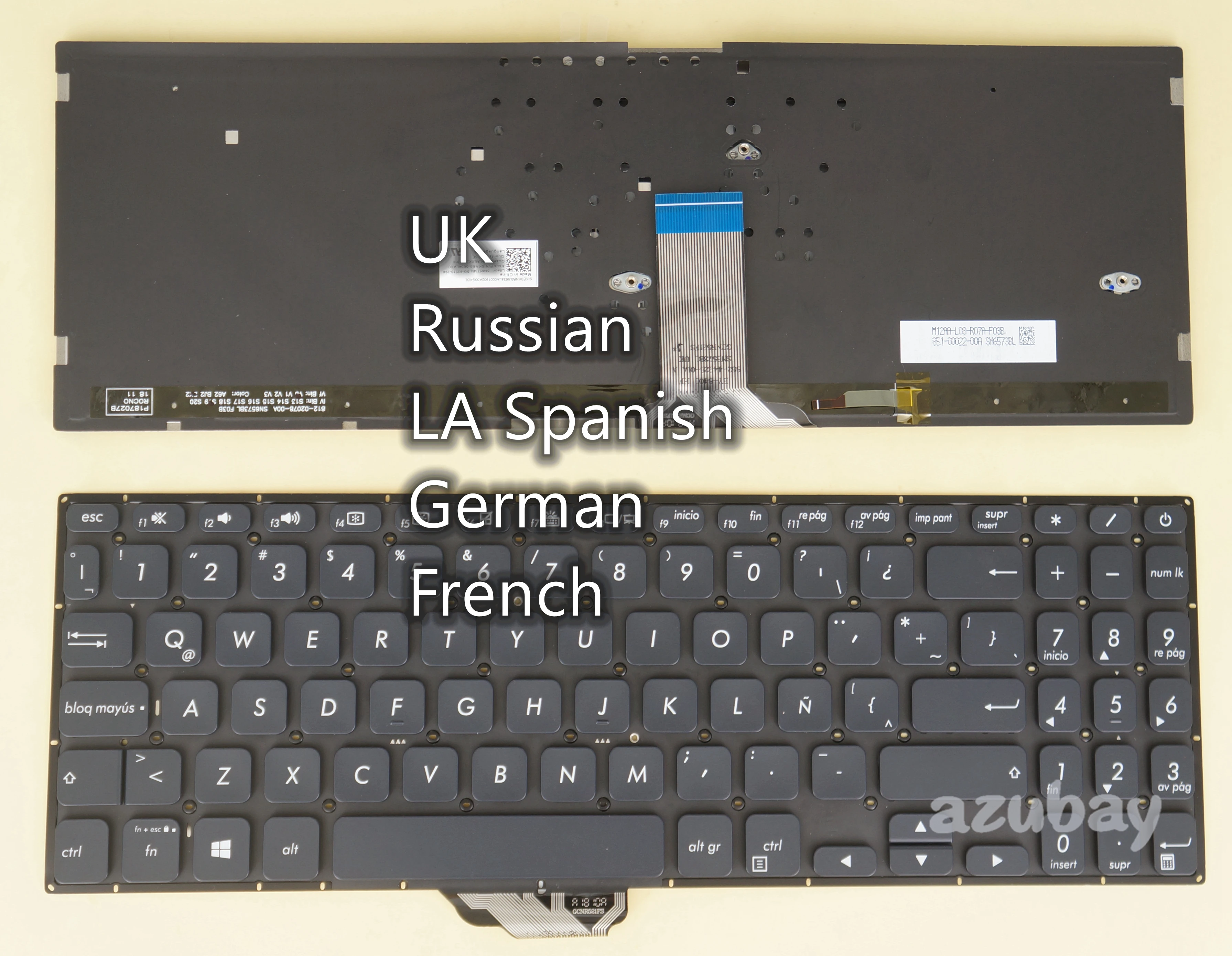 UK Russian Latin Spanish German French Keyboard For ASUS Vivobook X530FA U530FA U530FN U530UA U530UF U530UN S530UA X557, Backlit