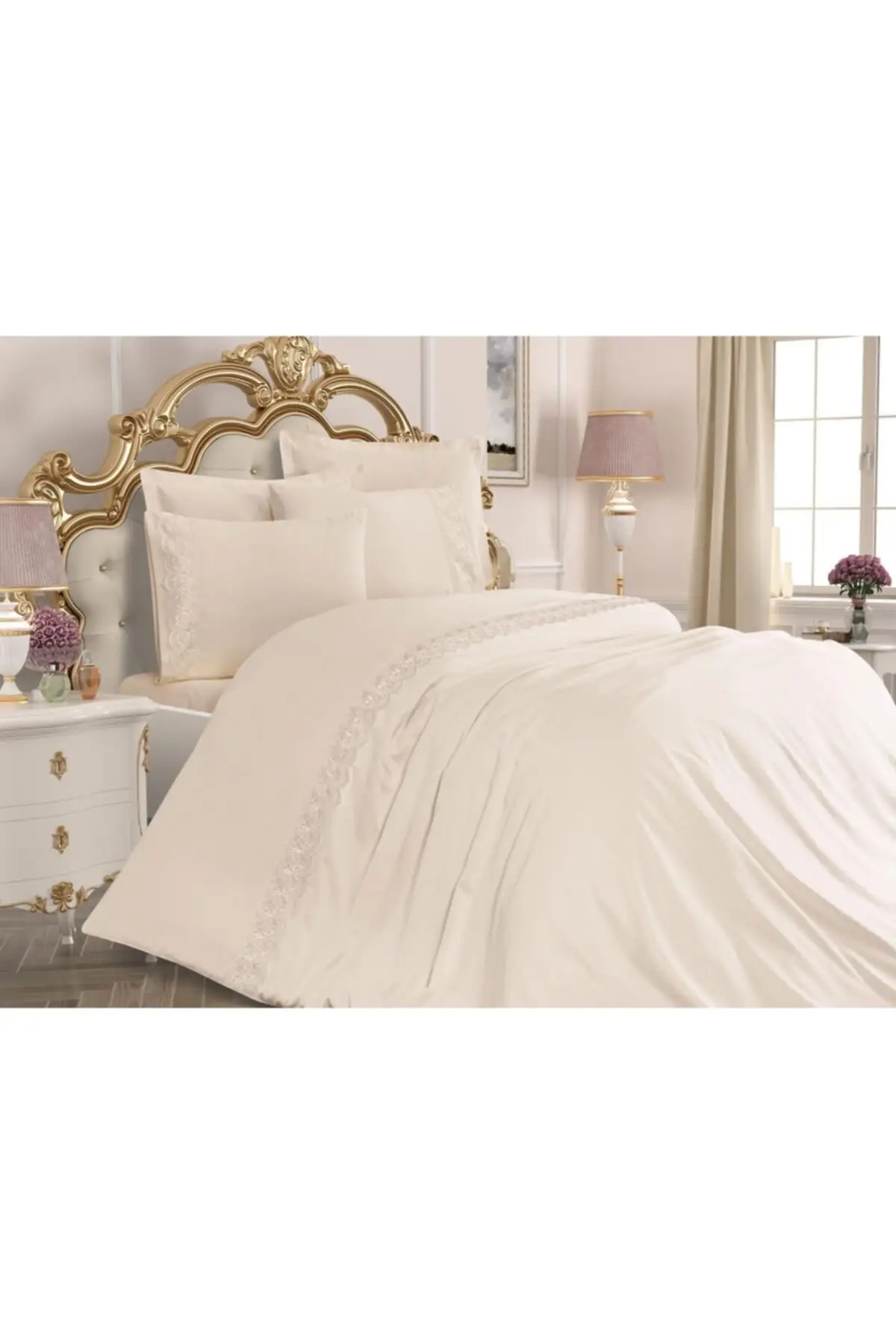 Luxury French Laced/Guipure Double Duvet Cover Set / 6Pieces Bedding Set- Quilt Cover Pillowcases Bed Sheet /Bedspread-Home Tex