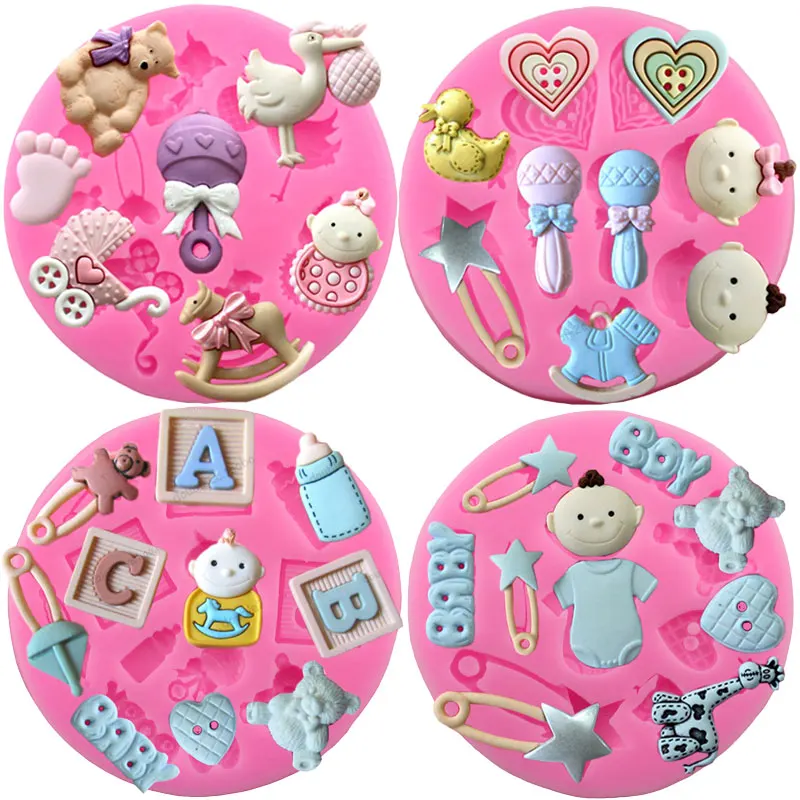 

Baby Shower Party Silicone Fondant Mold Sugarcraft Cake Decorating Tools Cupcake Topper Candy Clay Chocolate Gumpaste Moulds