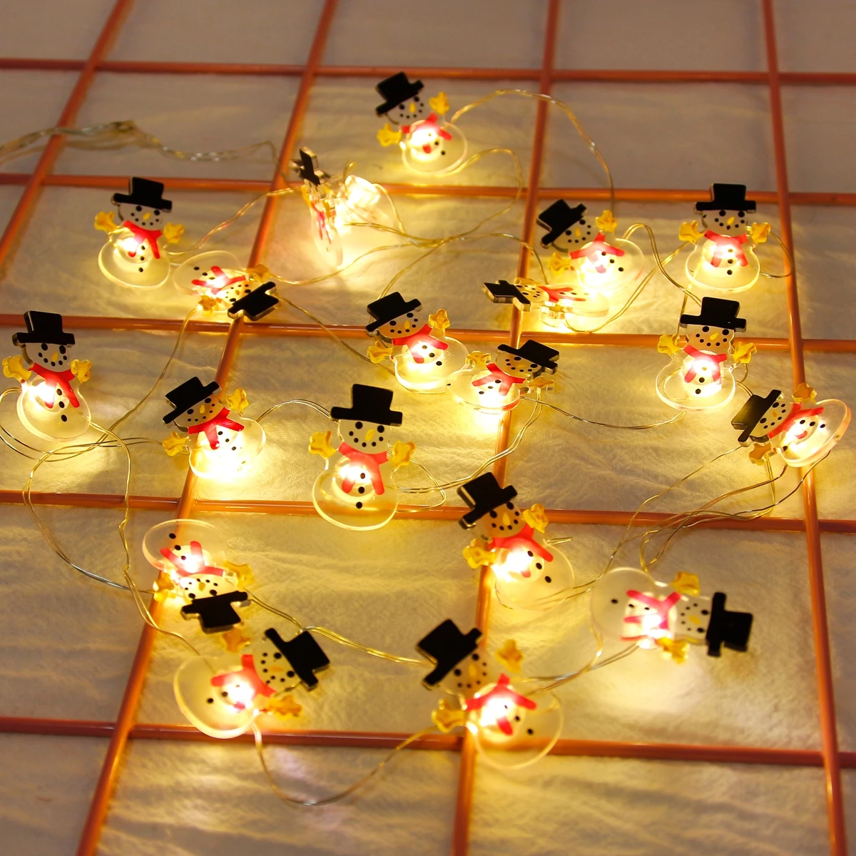 2M 20LED Santa Claus Snowman LED String Fairy Lights Garland Christmas Decorations for Home Battery Powered Holiday Lighting