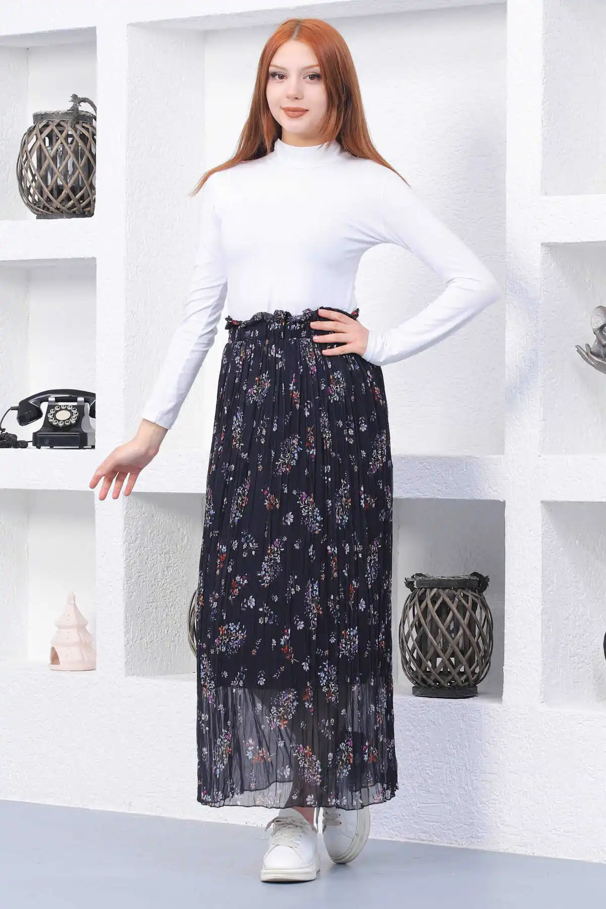 Pleated Chiffon Women's Long Skirt Turkey Store Korean Style Muslim Female Modest Clothing Dresses Dubai 2022 Spring Summer