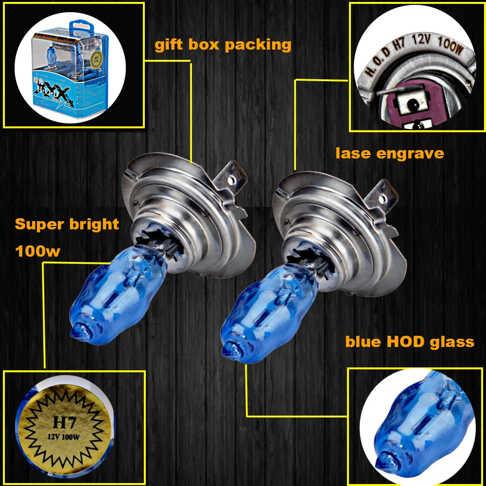 2 Stück 100 W superhelle 6000 K weiße HOD-Halogen-Xenon-H1 H3 H4 H7 9005 9006 Lampe – Detail 3