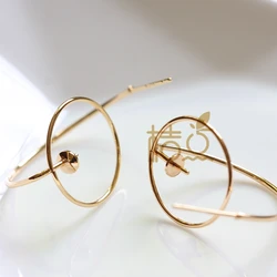 DIY Supply-2 Pieces (One Pair) Gold Plated Brass Earring Finding - Ring Shape 28x18mm (4398C)