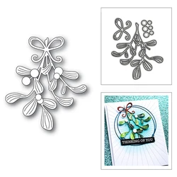 New Christmas Branch Mistletoe Bundle 2022 Metal Cutting Dies for DIY Scrapbooking Greeting Card Making Plants Stencils