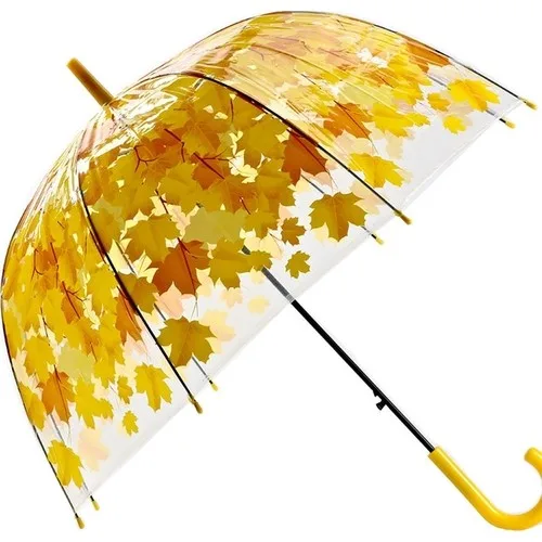 Green Leaf Transparent Umbrella Flat Bar Umbrella Autumn Themed Umbrella Spring Concept Umbrella Most Beautifully Designed Most