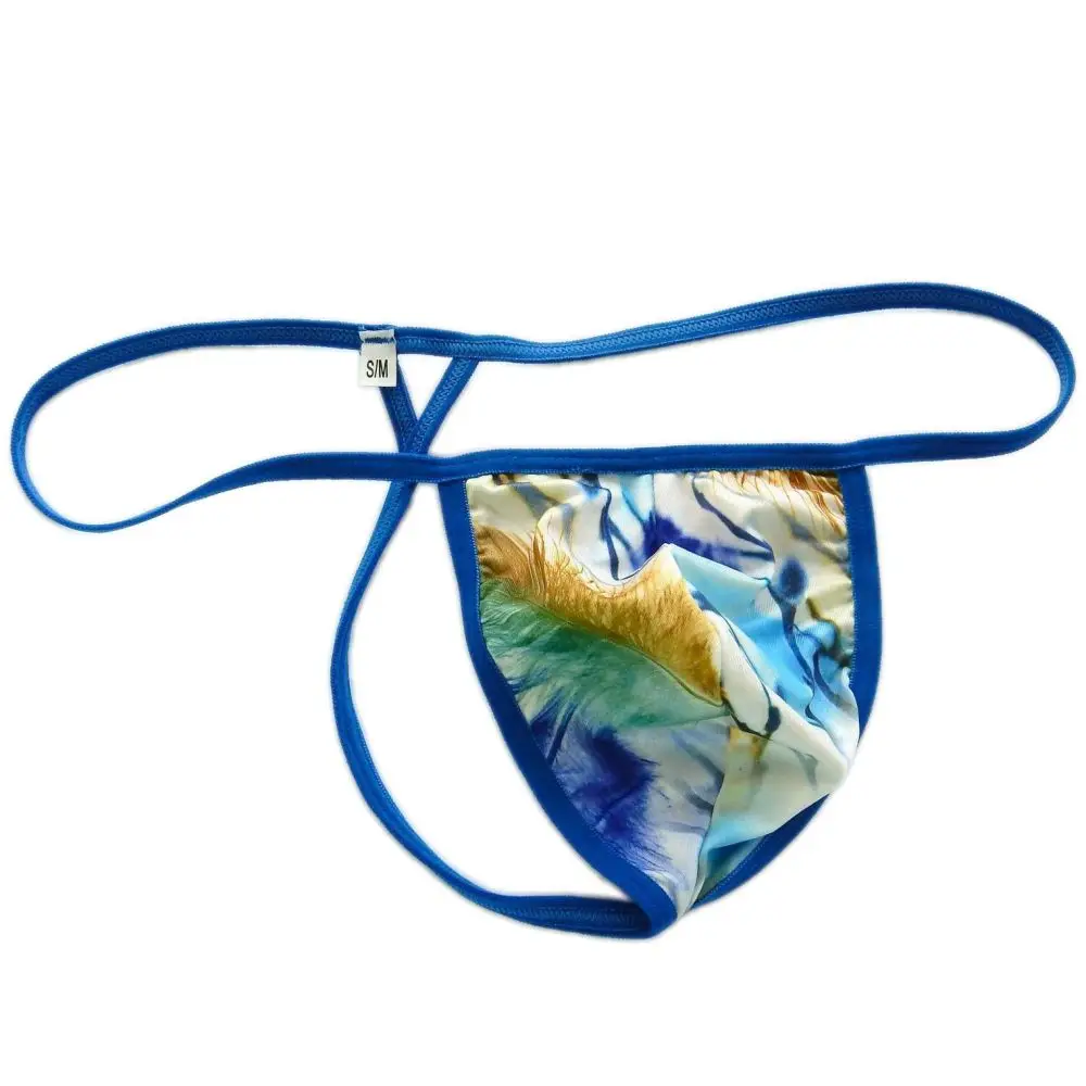 Mens String Thong Pouch G7994 Sexy Underwear Contoured Pouch Feather prints Jersey