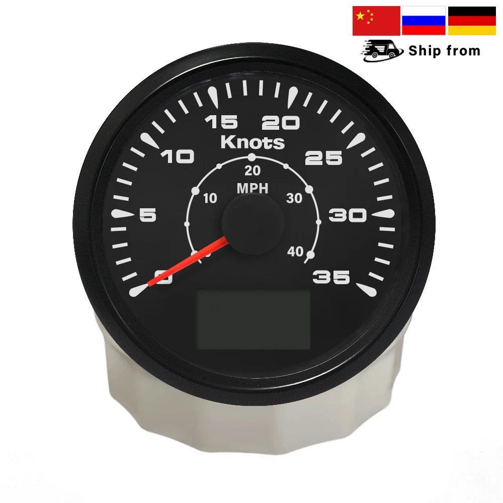 85mm Universal 35knots 70knots 40MPH 80MPH Waterproof GPS Speedometer Odometer with 8 Color Backlight 3-3/8 inches 85mm 12V 24V