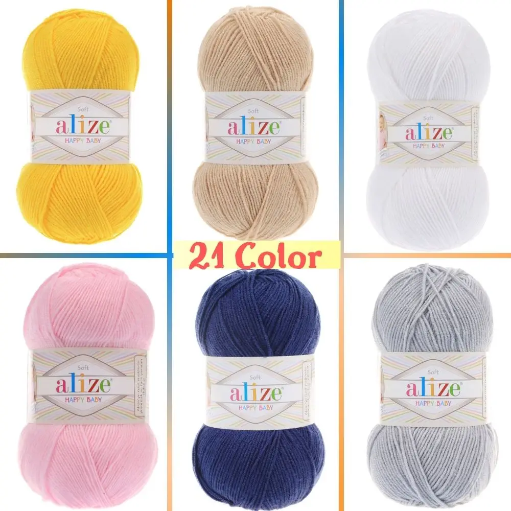 Happy Baby Hand Knitted Yarn (4 Ball) 21 Color - 350 Meters(100gr) Hand Knit Ball - Alize -Blanket -Scarf - Baby - DIY