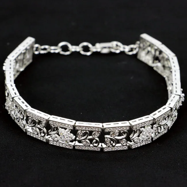 10x10 مللي متر حار بيع الياقوت الأبيض النساء الزفاف المشاركة الفضة سوار 7.0-9.0 بوصة