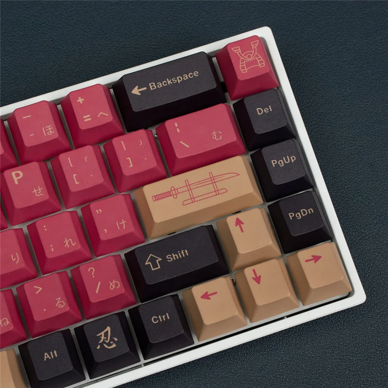 Cá Tính GMK Đỏ Samurai Keycap PBT Chất Liệu 129 Phím Anh Đào Hồ Sơ Nhuộm-Phụ Cho MX Phù Thủy Bàn Phím Cơ