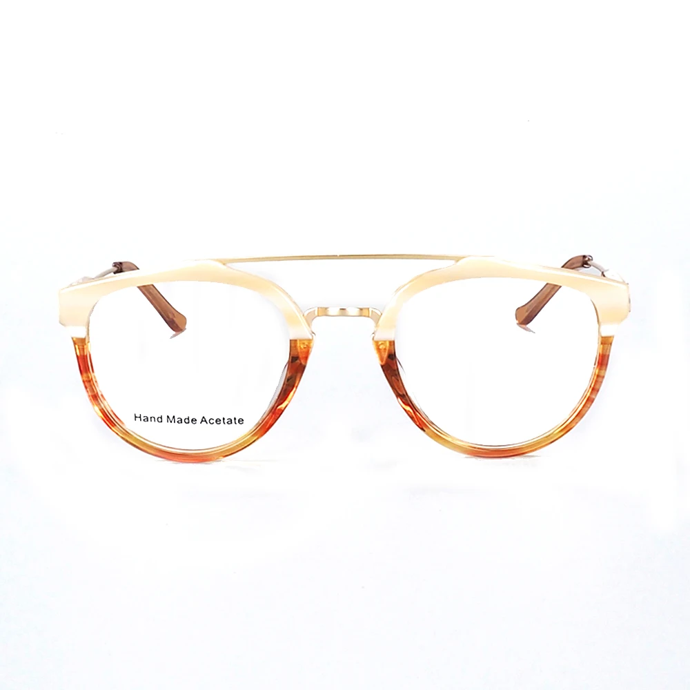 Vintage kobiety okrągłe oprawki do okularów męskie okulary optyczne ramki podwójny mostek Retro okulary korekcyjne brązowe klasyczne modne — zdjęcie 3