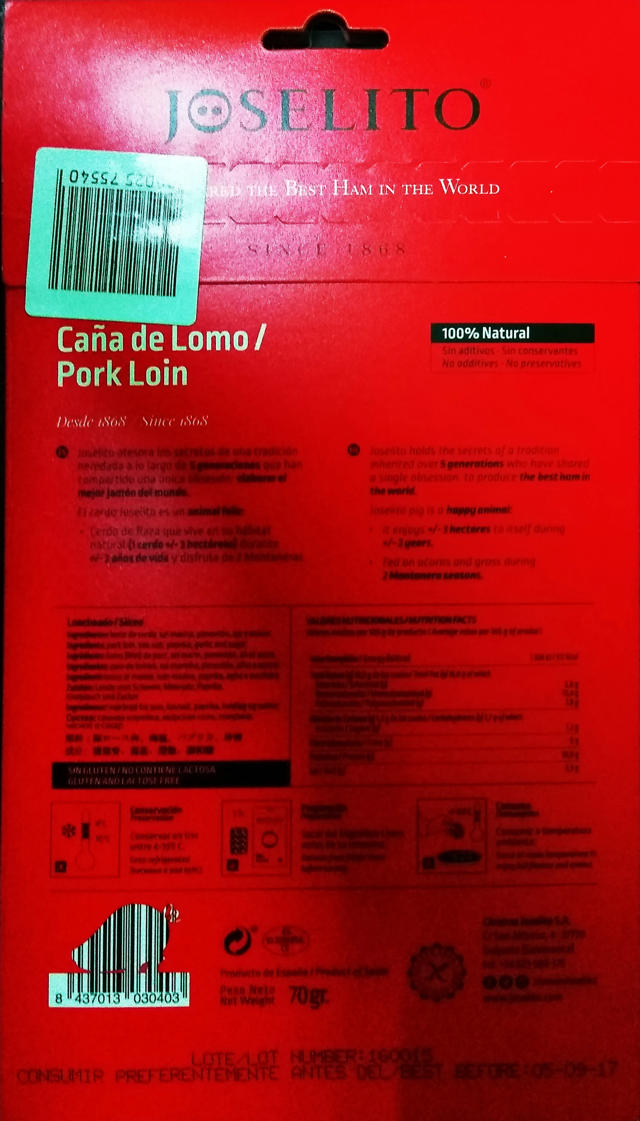 Joselito/laska żołądź bez kości/100% naturalna/wkładka/hiszpania