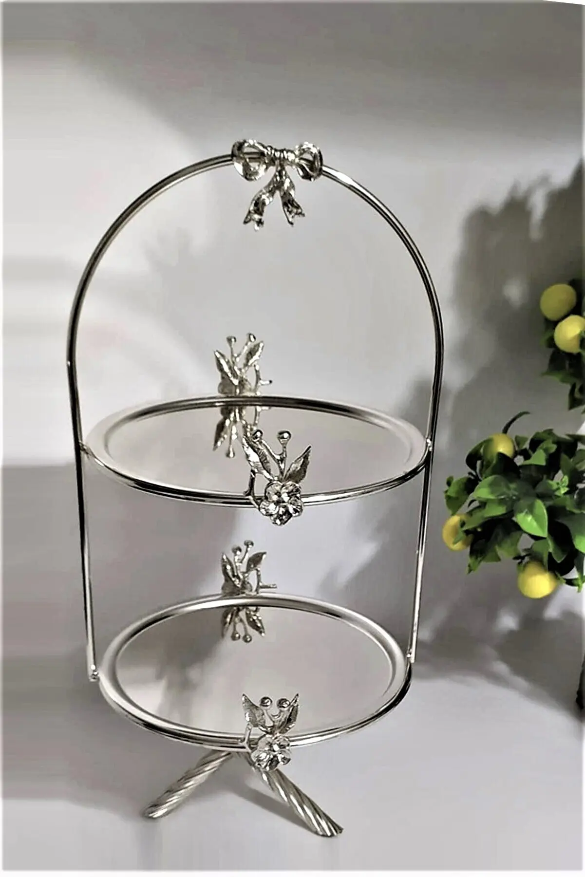 Metal Stylish design Gold and silver color Footed Turkish Delight Holder 3-Legged 3-piece Turkish Delight Holder Non-fading, non