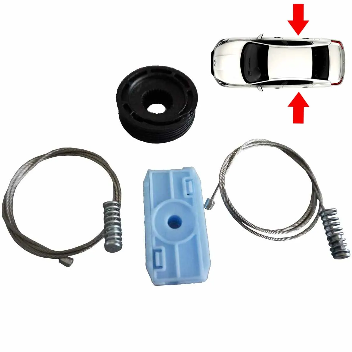 Window Regulator Repair Kit with Clips Rear Left or Right Door for Jaguar XK8 XKR Cabriolet Convertible CC 1996-2006