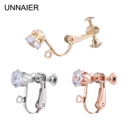 UNNAIER 2/10pcs Clip On Earrings For Women DIY Jewelry Making Accessories Materials Earring Accessories Copper + Zircon Earrings
