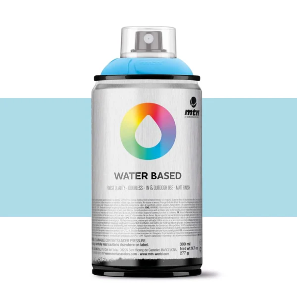 Spray paint brand MTN Water Based Color Phthalo blue Pale 300 ml Montana low pressure Little Ideal smell interior