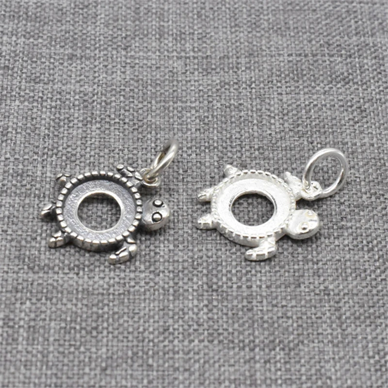 

5pcs of 925 Sterling Silver Turtle Bezel Charm Settings for Sea Ocean Necklace Bracelet