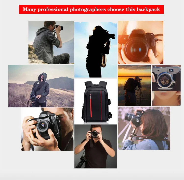 JINNUOLANG Unisex Foto Wasserdichter Rucksack Kamera Schultertaschen Nylontasche Passend für 15,6'' Laptop Reisen Outdoor DSLR Mochila – Detail 5